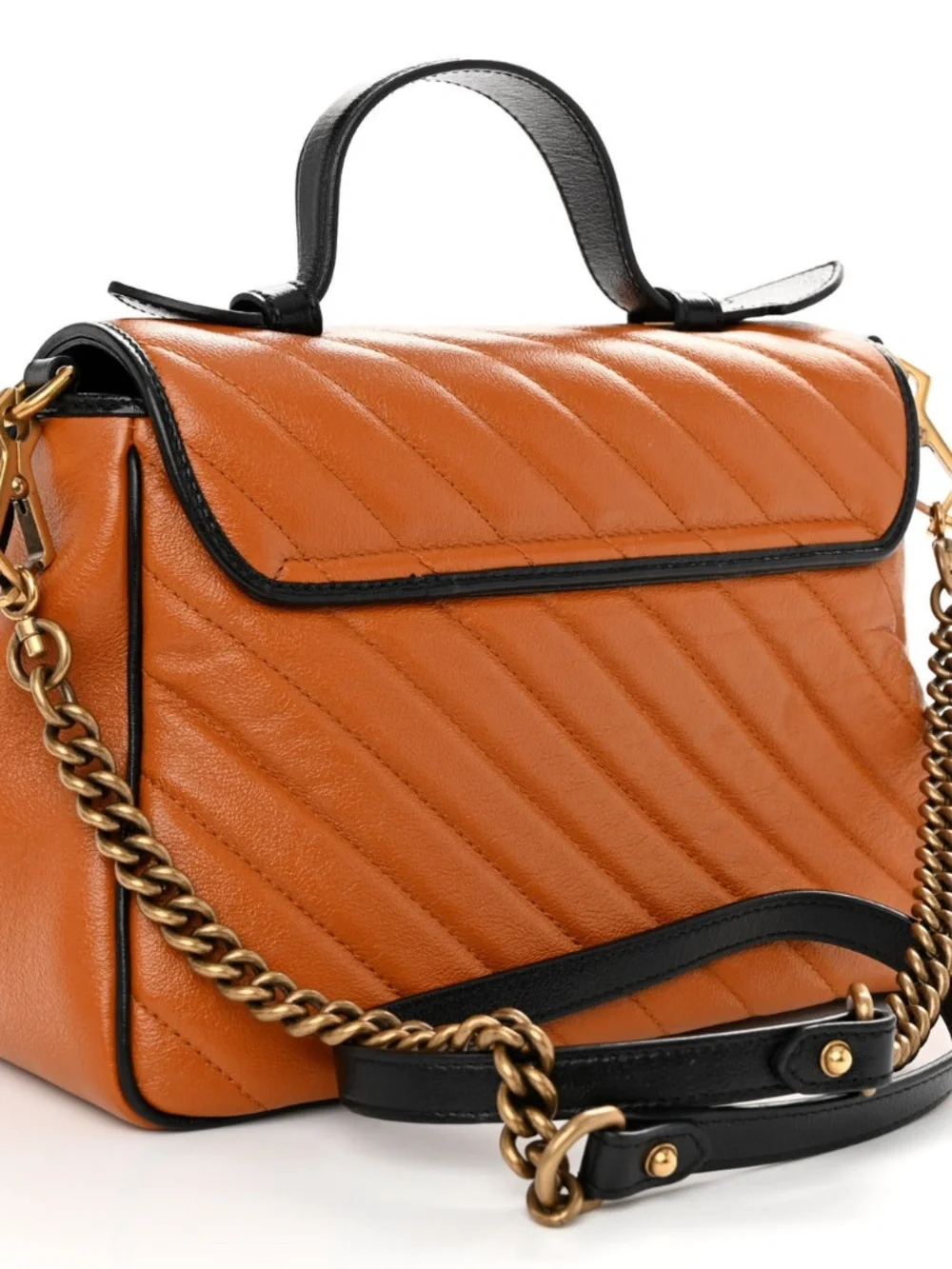 GUCCI Azalea Calfskin Matelasse Diagonal Torchon GG Marmont Top Handle Shoulder